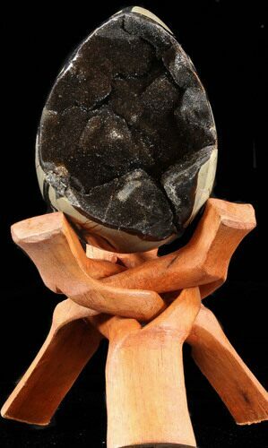 Septarian Dragon Egg Geode - Black Calcite Crystals #33987
